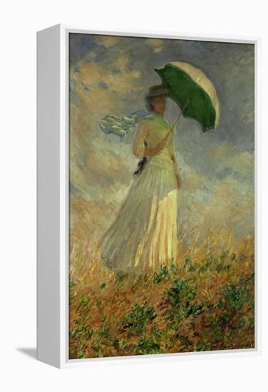 Woman with an Umbrella Turned to the Right-Claude Monet-Framed Premier Image Canvas