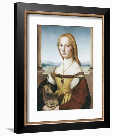 Woman with an Unicorn-Raphael-Framed Art Print