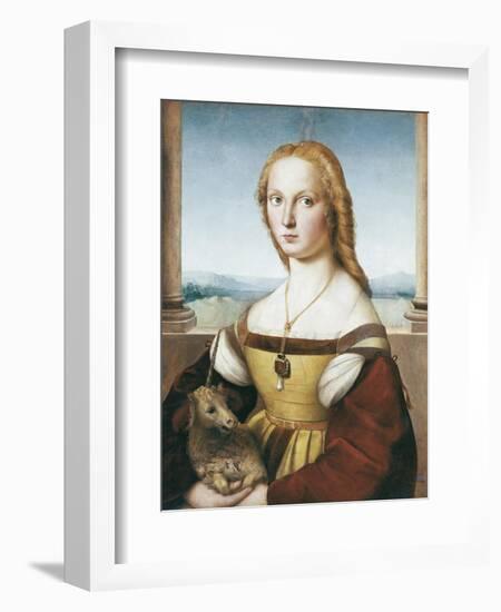 Woman with an Unicorn-Raphael-Framed Art Print