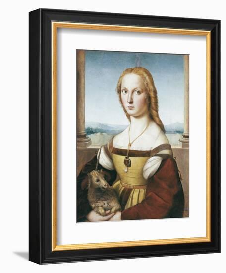 Woman with an Unicorn-Raphael-Framed Art Print