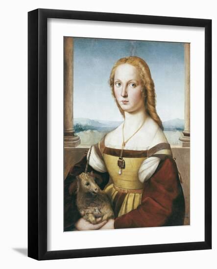 Woman with an Unicorn-Raphael-Framed Art Print