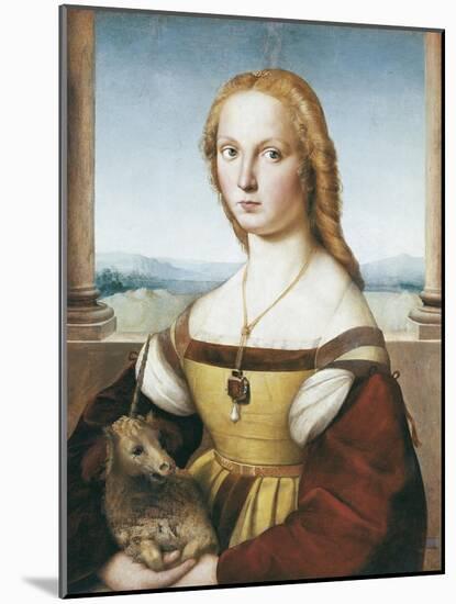 Woman with an Unicorn-Raphael-Mounted Art Print