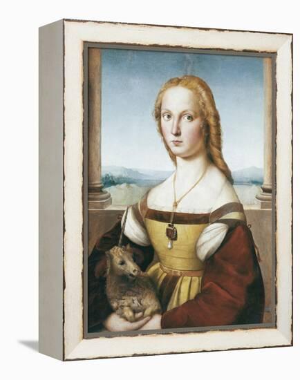 Woman with an Unicorn-Raphael-Framed Stretched Canvas