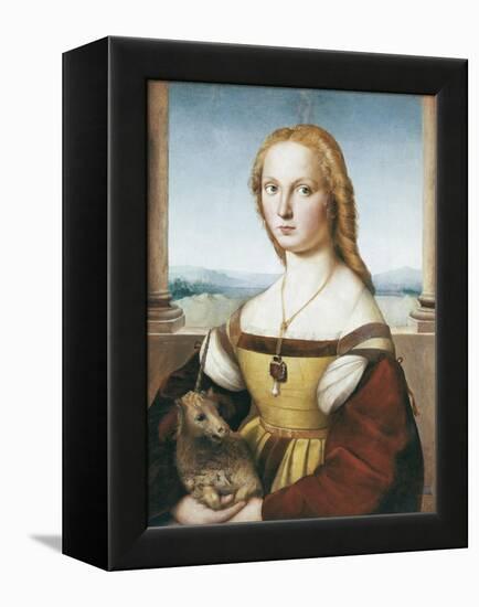 Woman with an Unicorn-Raphael-Framed Stretched Canvas