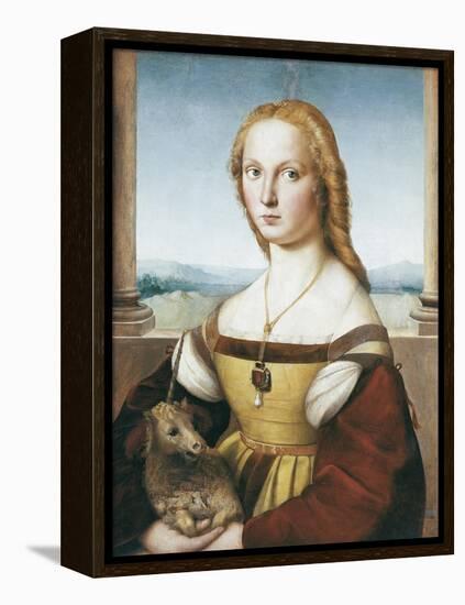 Woman with an Unicorn-Raphael-Framed Stretched Canvas