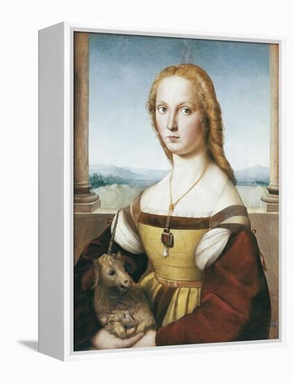 Woman with an Unicorn-Raphael-Framed Stretched Canvas