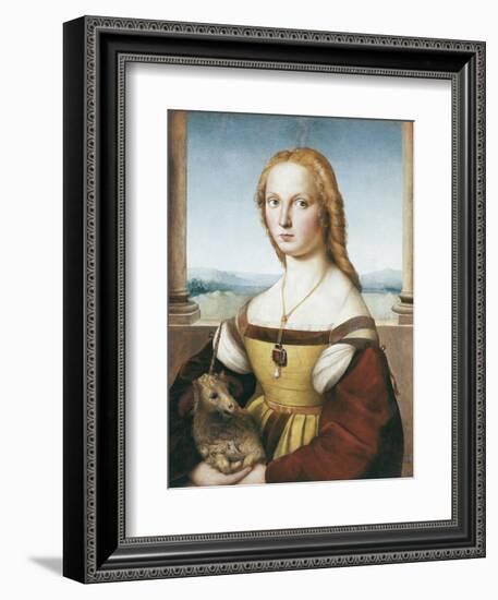 Woman with an Unicorn-Raphael-Framed Premium Giclee Print