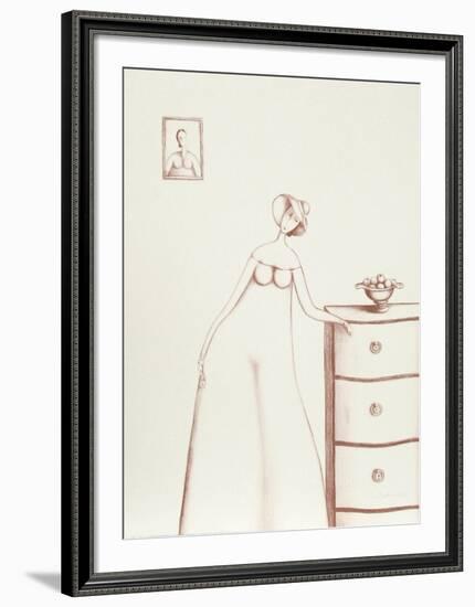 Woman with Apples (Sepia)-Branko Bahunek-Framed Collectable Print