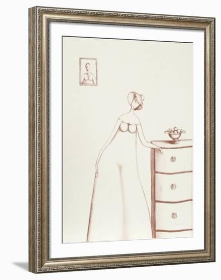 Woman with Apples (Sepia)-Branko Bahunek-Framed Collectable Print