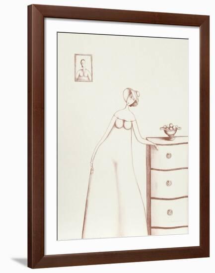 Woman with Apples (Sepia)-Branko Bahunek-Framed Collectable Print