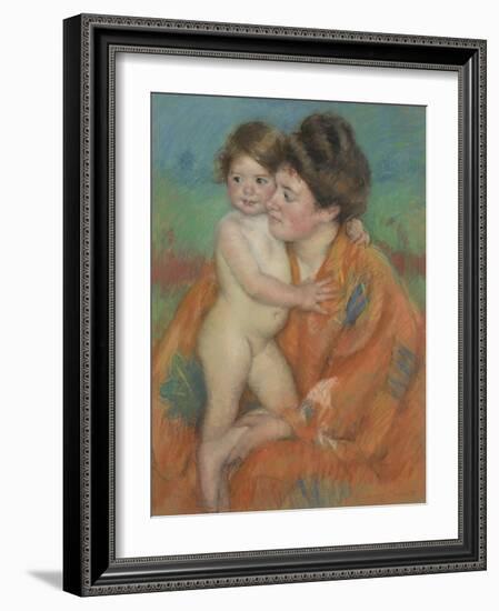 Woman with Baby, C.1902 (Pastel on Grey Paper)-Mary Stevenson Cassatt-Framed Giclee Print