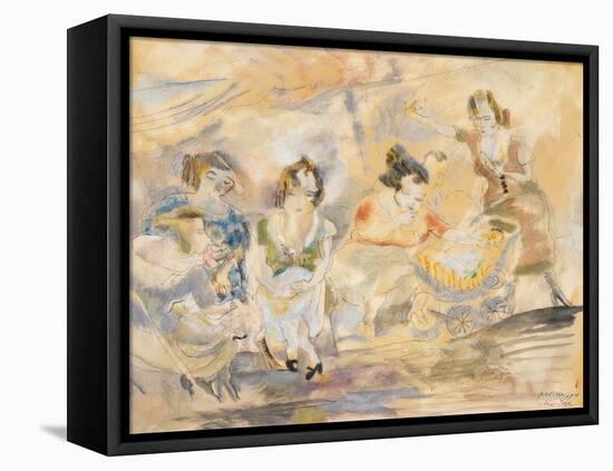 Woman with Baby Carriage, New York, 1919 (W/C on Paper)-Jules Pascin-Framed Premier Image Canvas