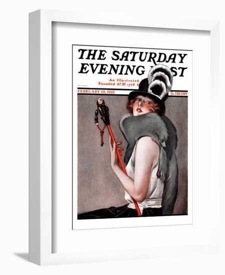 "Woman with Baton," Saturday Evening Post Cover, February 28, 1925-Roy Best-Framed Giclee Print