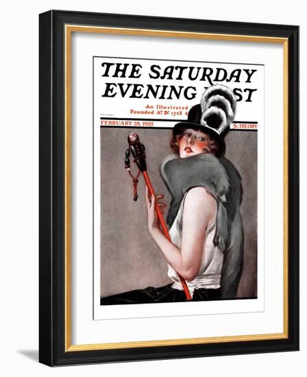 "Woman with Baton," Saturday Evening Post Cover, February 28, 1925-Roy Best-Framed Giclee Print