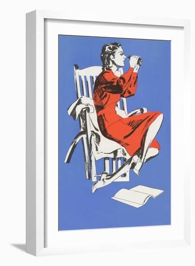 Woman with Binoculars-null-Framed Art Print