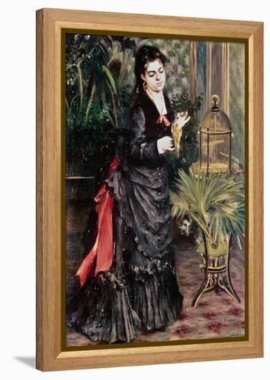 Woman with Bird-Pierre-Auguste Renoir-Framed Premier Image Canvas