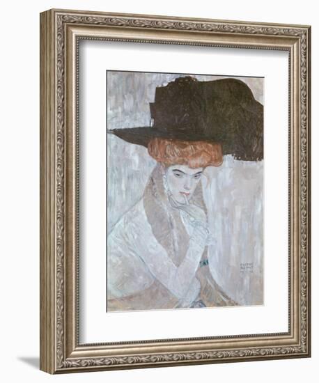 Woman with Black Feather Hat, 1910-Gustav Klimt-Framed Giclee Print