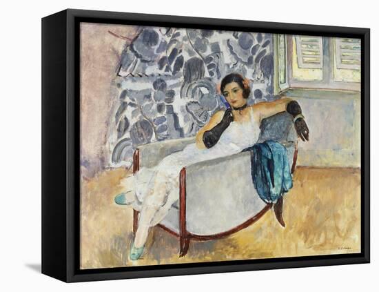 Woman with Black Gloves; La Femme Aux Gants Noirs, C.1930-Henri Lebasque-Framed Premier Image Canvas