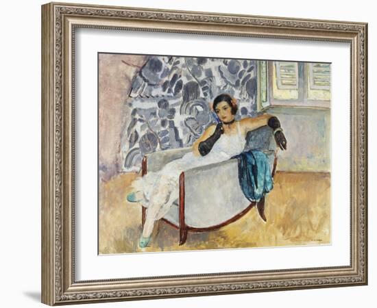 Woman with Black Gloves; La Femme Aux Gants Noirs, C.1930-Henri Lebasque-Framed Giclee Print