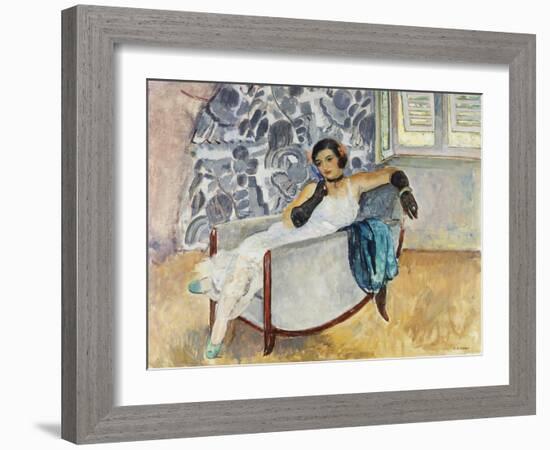 Woman with Black Gloves; La Femme Aux Gants Noirs, C.1930-Henri Lebasque-Framed Giclee Print