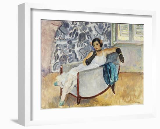 Woman with Black Gloves; La Femme Aux Gants Noirs, C.1930-Henri Lebasque-Framed Giclee Print