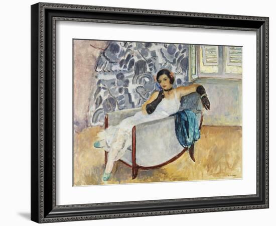 Woman with Black Gloves; La Femme Aux Gants Noirs, C.1930-Henri Lebasque-Framed Giclee Print