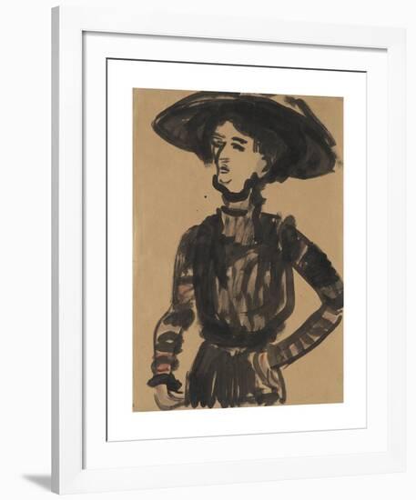 Woman with Black Hat-Ernst Ludwig Kirchner-Framed Premium Giclee Print