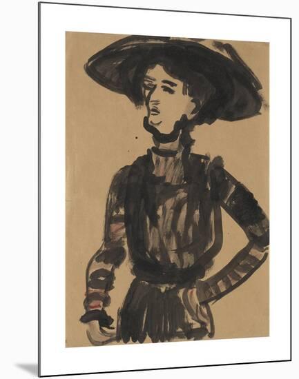 Woman with Black Hat-Ernst Ludwig Kirchner-Mounted Premium Giclee Print