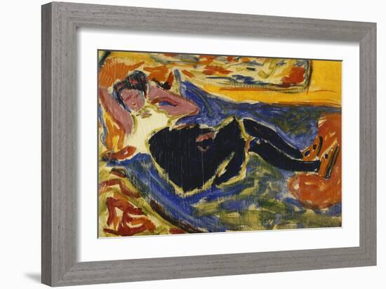 Woman with Black Stockings; Frau Mit Schwarzen Strumpfen (Die Schwarze Grete), C.1908-09-Ernst Ludwig Kirchner-Framed Giclee Print