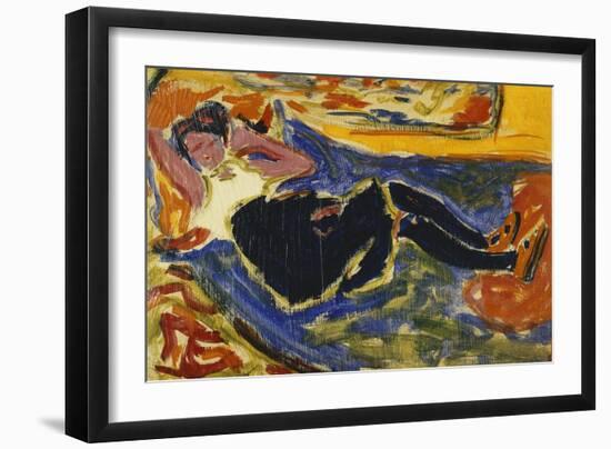 Woman with Black Stockings; Frau Mit Schwarzen Strumpfen (Die Schwarze Grete), C.1908-09-Ernst Ludwig Kirchner-Framed Giclee Print