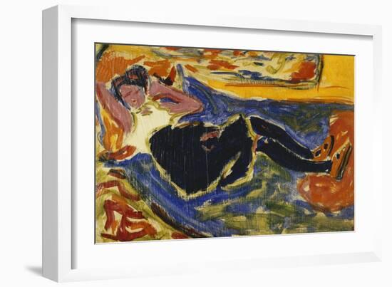 Woman with Black Stockings; Frau Mit Schwarzen Strumpfen (Die Schwarze Grete), C.1908-09-Ernst Ludwig Kirchner-Framed Giclee Print