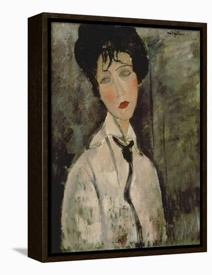 Woman with Black Tie, 1917-Amedeo Modigliani-Framed Premier Image Canvas