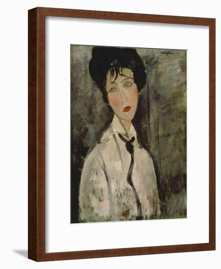 Woman with Black Tie, 1917-Amedeo Modigliani-Framed Giclee Print