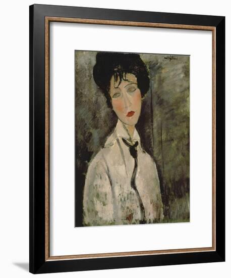 Woman with Black Tie, 1917-Amedeo Modigliani-Framed Giclee Print