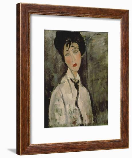 Woman with Black Tie, 1917-Amedeo Modigliani-Framed Giclee Print