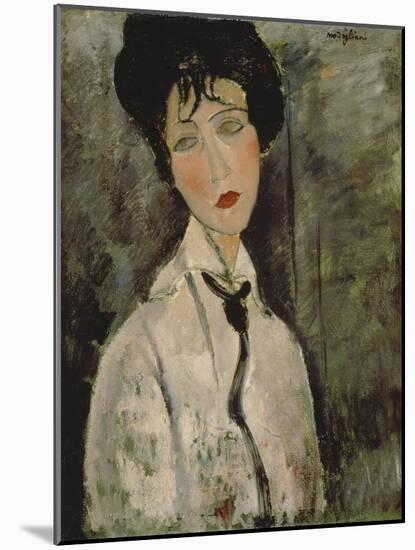 Woman with Black Tie, 1917-Amedeo Modigliani-Mounted Giclee Print