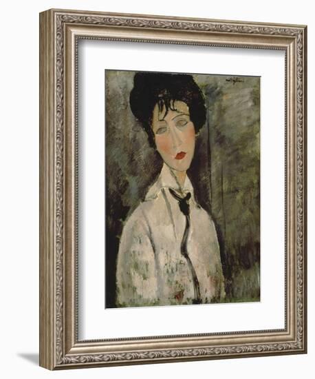 Woman with Black Tie, 1917-Amedeo Modigliani-Framed Giclee Print