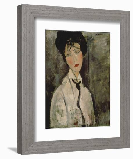 Woman with Black Tie, 1917-Amedeo Modigliani-Framed Giclee Print