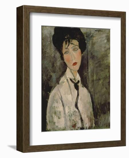 Woman with Black Tie, 1917-Amedeo Modigliani-Framed Giclee Print