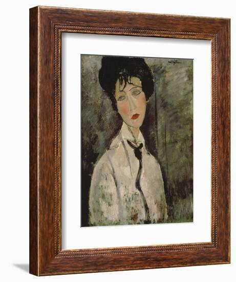 Woman with Black Tie, 1917-Amedeo Modigliani-Framed Giclee Print