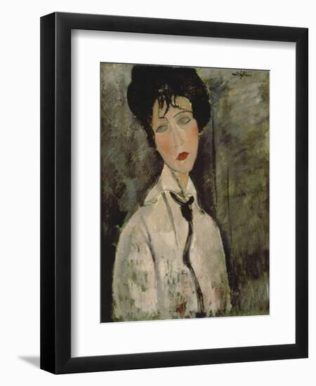 Woman with Black Tie, 1917-Amedeo Modigliani-Framed Giclee Print