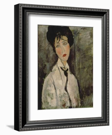 Woman with Black Tie, 1917-Amedeo Modigliani-Framed Giclee Print