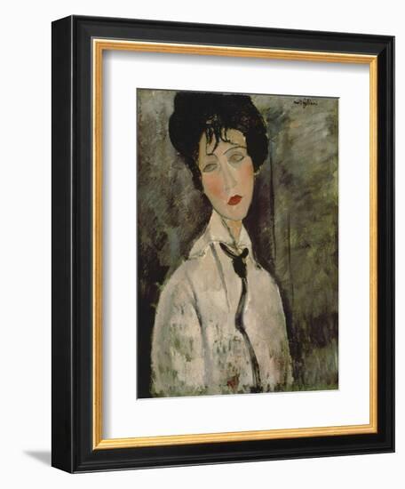 Woman with Black Tie, 1917-Amedeo Modigliani-Framed Giclee Print