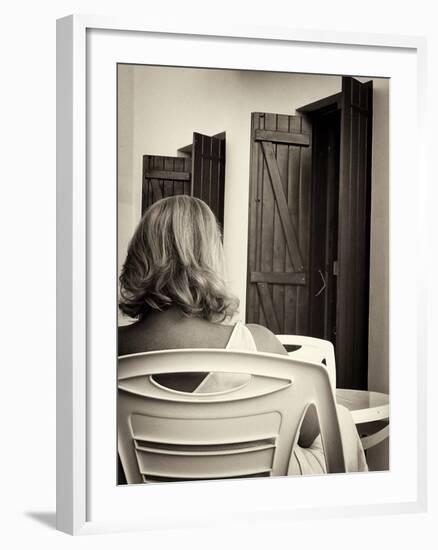 Woman with Blonde Hair Seen from Behind-Tim Kahane-Framed Photographic Print