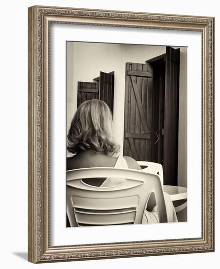 Woman with Blonde Hair Seen from Behind-Tim Kahane-Framed Photographic Print