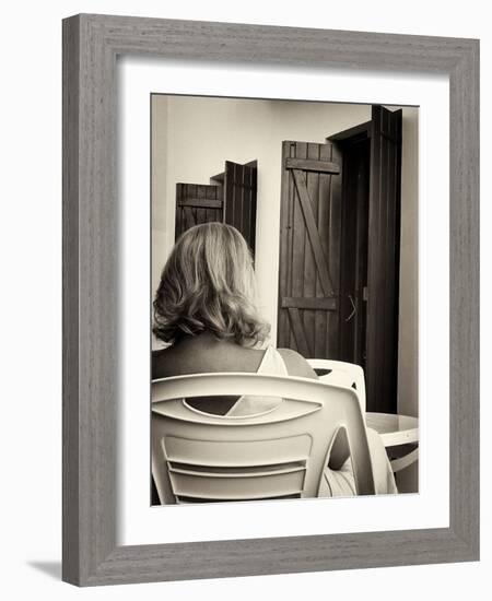 Woman with Blonde Hair Seen from Behind-Tim Kahane-Framed Photographic Print