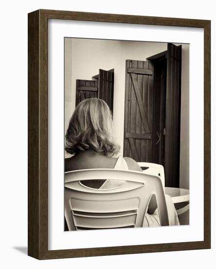 Woman with Blonde Hair Seen from Behind-Tim Kahane-Framed Photographic Print