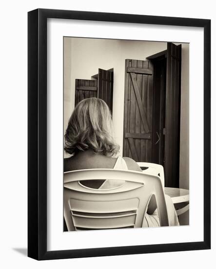 Woman with Blonde Hair Seen from Behind-Tim Kahane-Framed Photographic Print