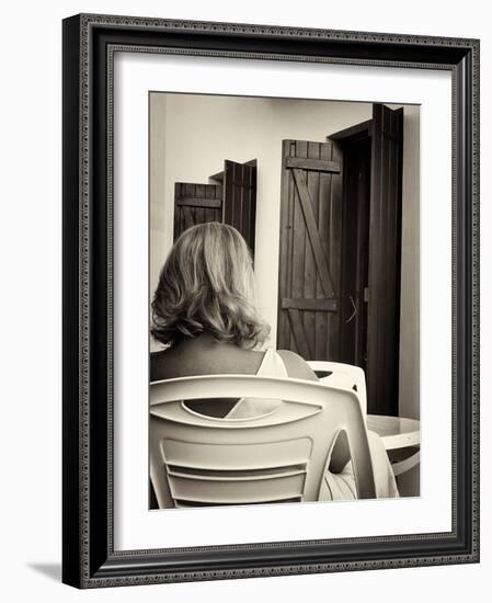 Woman with Blonde Hair Seen from Behind-Tim Kahane-Framed Photographic Print