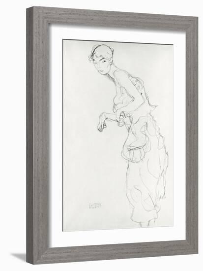 Woman with Bloomers Looking to the Left, c.1916-17-Gustav Klimt-Framed Giclee Print